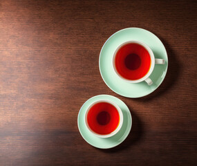 cup of coffee on wooden table