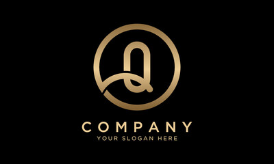 Q Letter Logo With Circle Shape. Modern Unique Creative Q Logo Design Vector Template. Elegant Identity Design In  Gold Color.