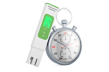 TDS meter with stopwatch. 3D rendering