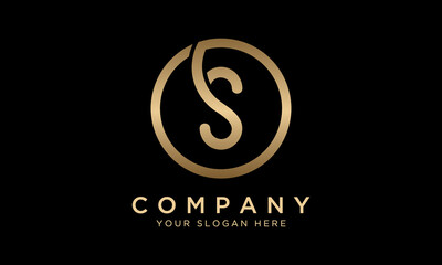 S Letter Logo With Circle Shape. Modern Unique Creative S Logo Design Vector Template. Elegant Identity Design In  Gold Color.