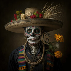 Día de los Muertos, mexican, festival of the dead, generative AI - obrazy, fototapety, plakaty