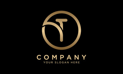 T Letter Logo With Circle Shape. Modern Unique Creative T Logo Design Vector Template. Elegant Identity Design In  Gold Color.
