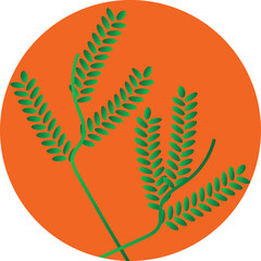 sketch hand drawing of wild leaves and flowers for Indian folk art kalamkari style textile printing, logo, wallpaper