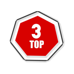 Top 3 banner template, badge, icon flat design. Vector illustration.