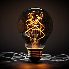 Light bulb featuring a bokeh background, generative AI - obrazy, fototapety, plakaty