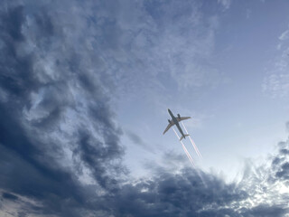 The plane against the sky background