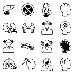 Fototapeta premium Alcoholism Icons. Line With Fill Design. Vector Illustration.