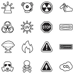 Alerts and Warning Icons. Line With Fill Design. Vector Illustration.