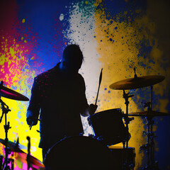 drummer against the dark backdrop, generative AI