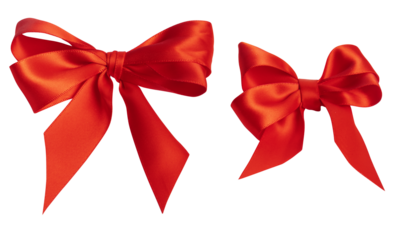 Nœuds rouges avec rubans sur fond transparent