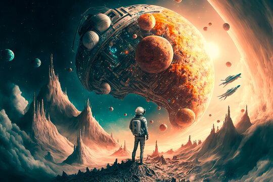 Breathtaking View of the space,astronaut look at the universe. Generative AI