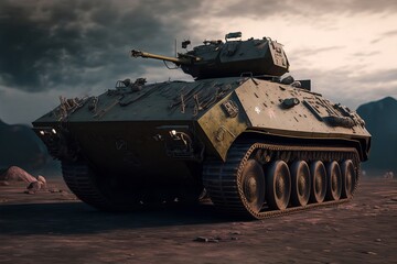 Military tank. Generative AI
