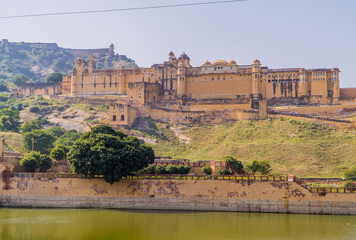 Panorama view of the Amer Palace in Jaipur, Rajasthan, India
