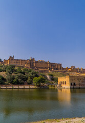 Vertical view of the Amber Palace in Jaipur, Rajasthan, India