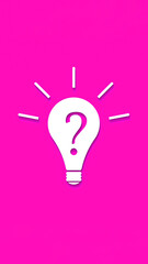 White light bulb with shadow on pink background. Illustration of symbol of lack of idea. Question mark. Vertical image. 3D image. 3D rendering.
