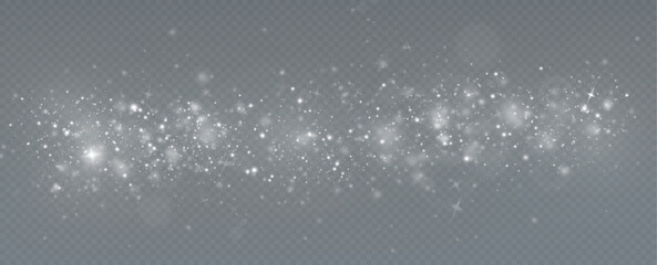 Light effect with glitter particles.Christmas dust.White sparks shine with special light.
