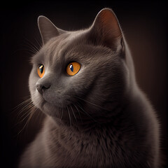 Chartreux. Cat Breeds. Adorable image of a cat with sparkling eyes.