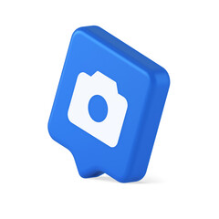 Camera multimedia application content creation digital button 3d realistic speech bubble icon