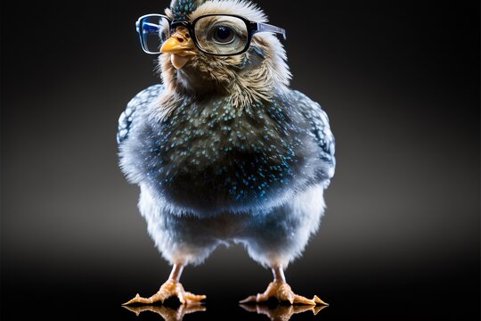 Huhn mit Sehhilfe Brille Poster Nahaufnahme, ai generativ