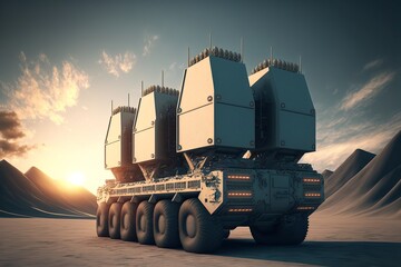 Military Missile defense system, anti-missile tanks. Generative AI