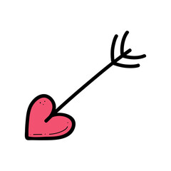 Cupid arrow vector hand drawn illustration. Love doodle for Valentines day