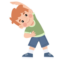 Illustration of a little boy exercising