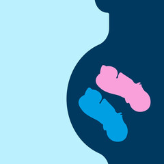 Banner for the perinatal center with the image of a baby in the mother's stomach. A pregnant woman with a twins in the womb. Website poster for a women's consultation.