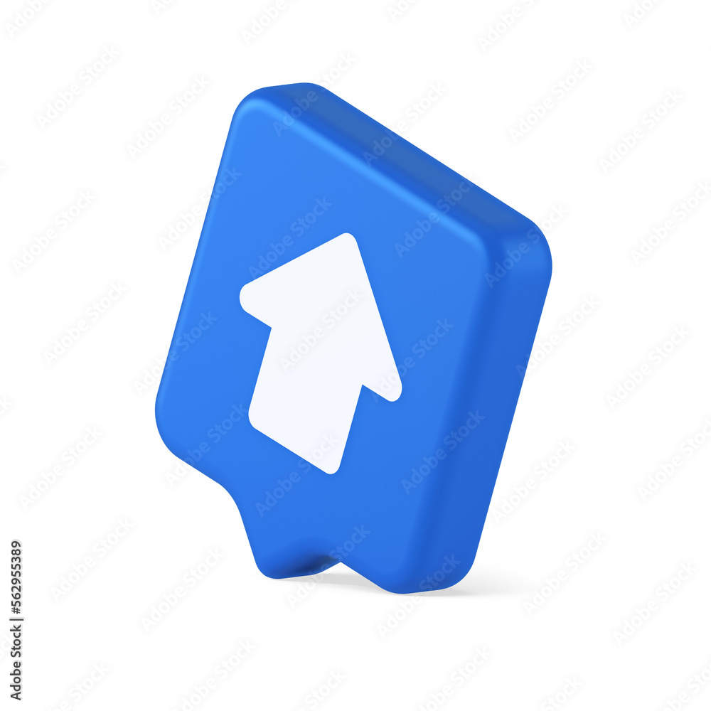 Poster arrow up button directional pointer cyberspace cursor 3d realistic speech bubble icon