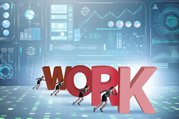 Concept of hard work with businesswoman