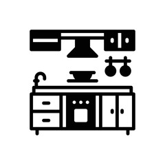 Black solid icon for kitchen