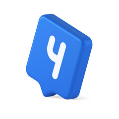 Four number blue squared button keyboard interface financial calculation service 3d speech bubble icon