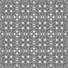 
Stylish texture with figures from lines.
Abstract geometric black and white pattern for web page, textures, card, poster, fabric, textile. Monochrome graphic repeating design. 