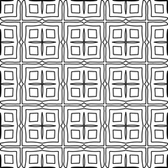 
Stylish texture with figures from lines.
Abstract geometric black and white pattern for web page, textures, card, poster, fabric, textile. Monochrome graphic repeating design. 