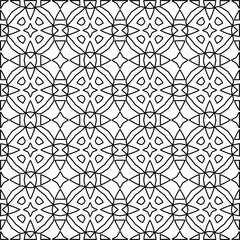 Fototapeta premium Stylish texture with figures from lines. Abstract geometric black and white pattern for web page, textures, card, poster, fabric, textile. Monochrome graphic repeating design. 