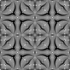Stylish texture with figures from lines.
Abstract geometric black and white pattern for web page, textures, card, poster, fabric, textile. Monochrome graphic repeating design. 