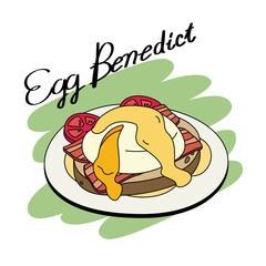 Brunch menu in doodle styles. Egg benedict menu.