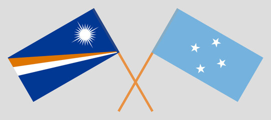 Crossed flags of Marshall Islands and Micronesia. Official colors. Correct proportion