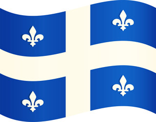 Waving flag of Quebec, Canada Fleur-de-lis symbol of French Bourbon Dynasty Decorative design element