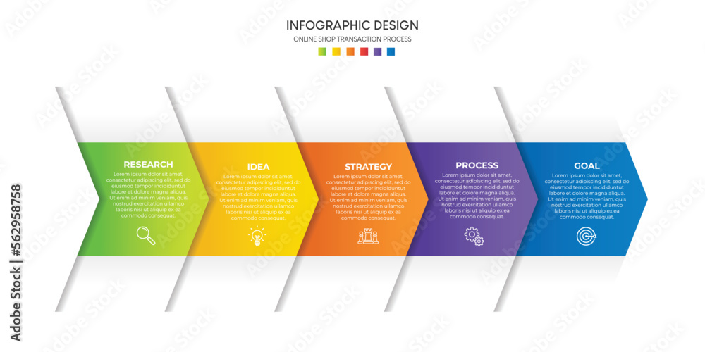 Aufkleber steps business data visualization timeline process infographic template design with icons