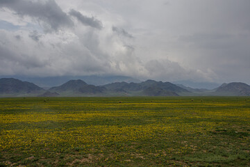 landscape with mountains and clouds