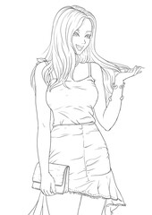 sketch of a girl. cute girl drawing
