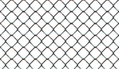 Fototapeta premium Isolated rustic metal mesh fence pattern