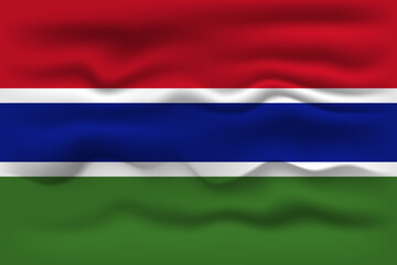 Waving flag of the country Gambia. Vector illustration.