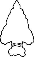 Illustration of stone arrowhead. Design element for poster, card, banner, logo, emblem. Vector illustration