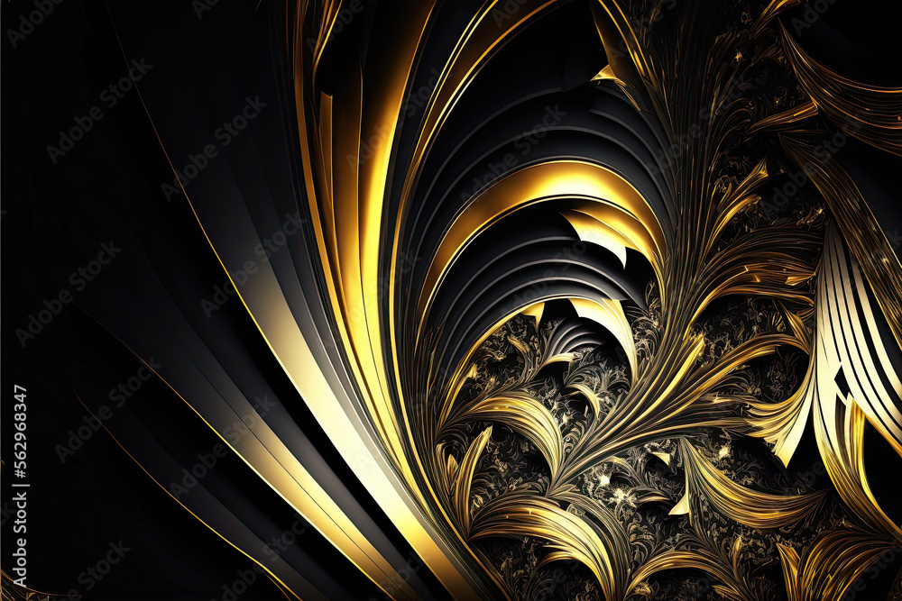 Poster gold & black abstract wallpaper - generative ai