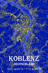 Nachtblaue moderne &auml;sthetische Koblenz Stadtkarte