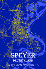 Nachtblaue moderne ästhetische Speyer Stadtkarte