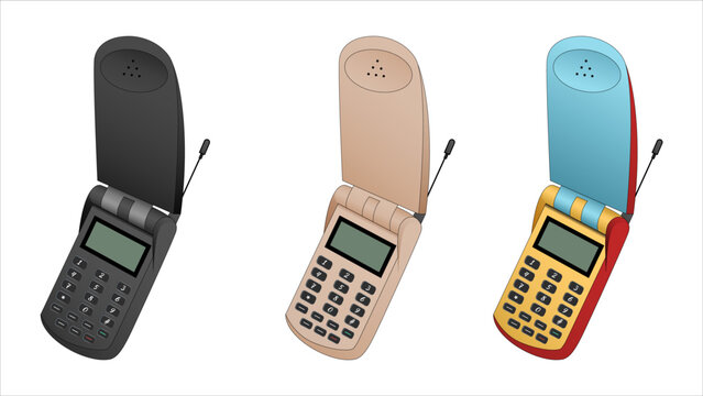 old mobile phone vector. old keypad phones, nostalgia vector objects set.