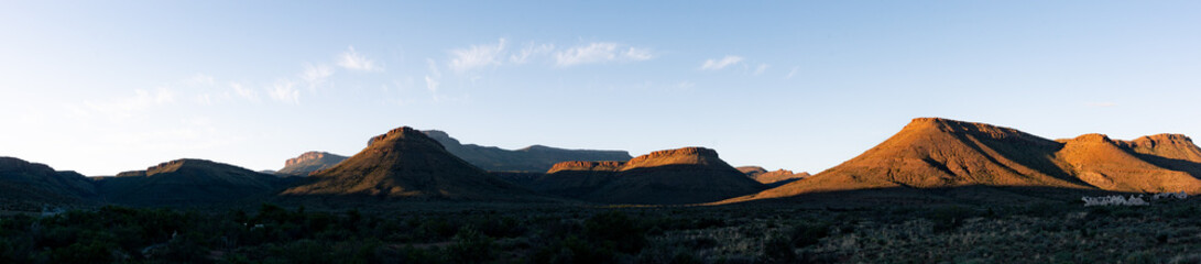 Beautiful panorama landscape of the Karoo National Park in South Africa, half desert