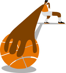 illustration of a basketball player character with a basketball ball